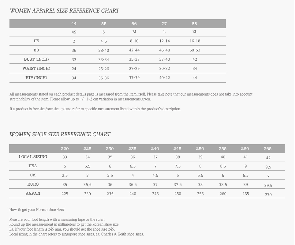 Blog - Global Size Chart